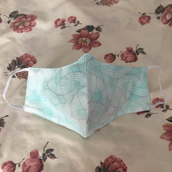 Aqua light turquoise patterned face mask (Adults) - Picture 2 of 6